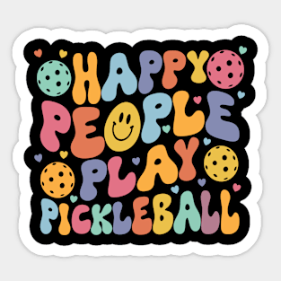 Colorful Happy People Play Pickleball Sticker